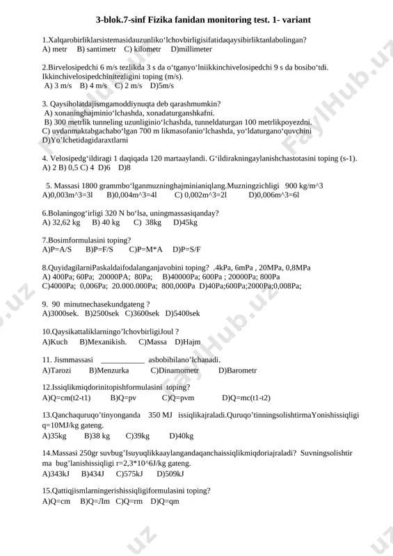 3- blok. 7-sinf ona tili va adabiyot,matematika,ingliz tili — DOCX