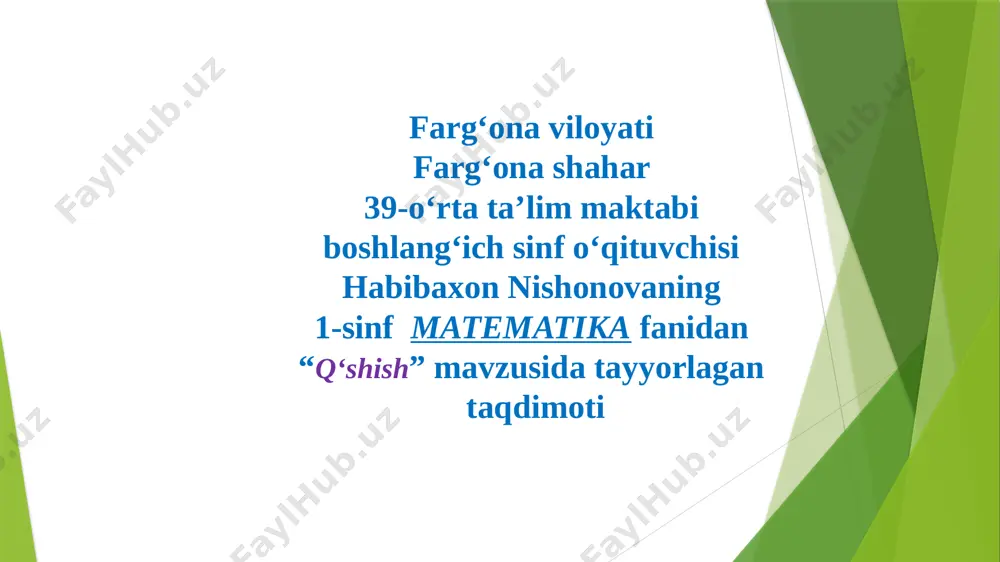 11-dars qo'shish — PPTX