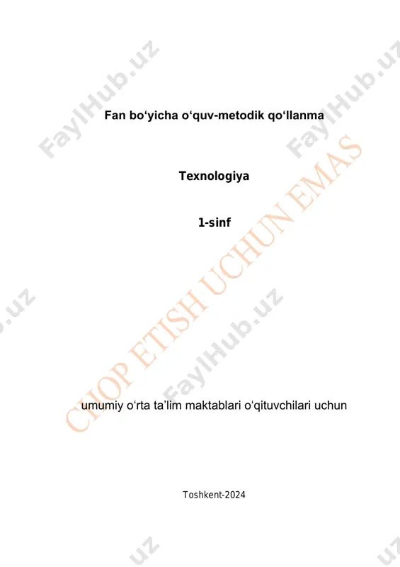 texnologiya 1-sinf 1-10 mavzular+ — PDF