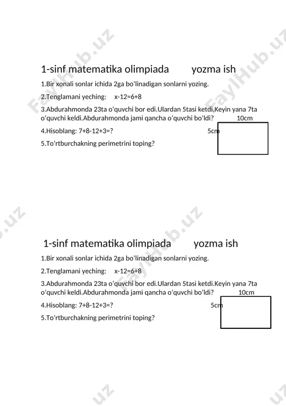 1-sinf yozma — DOCX