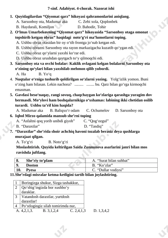 7.4.adabiyot test — DOCX