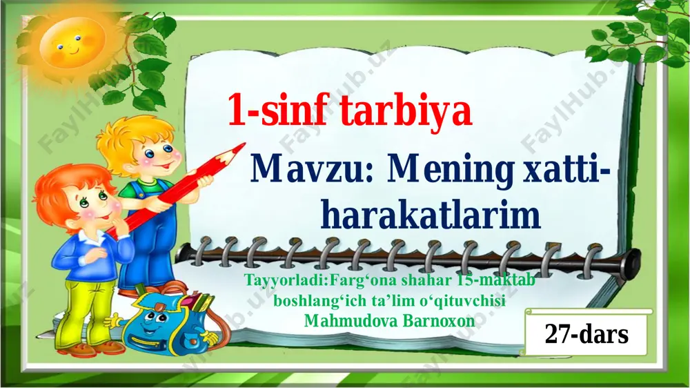 1-sinf tarbiya 27-dars — PDF