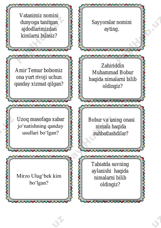 5-bo 'lim uchun tarqatmalar — PDF