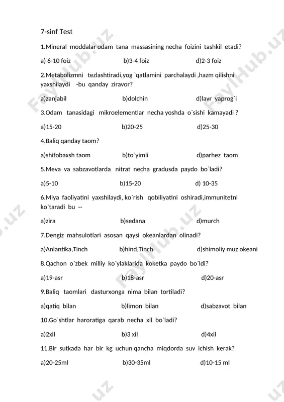 7-sinf test 1-variant — DOCX