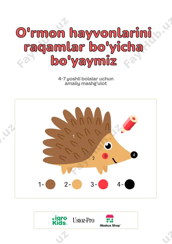 o'rmon_hayvonlarini_raqamlar_bo'yicha_bo'yaymiz_ustozpro — PDF