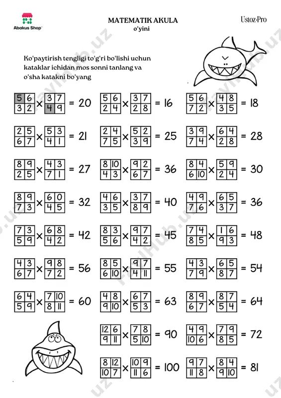 matematik akula mashg'uloti - ustozpro — PDF