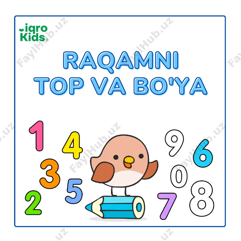 raqamni top va bo'ya - iqrokids — PDF
