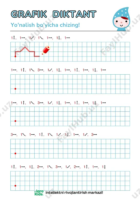 grafik diktant-yo'nalish bo'yicha -iqrokids — PDF