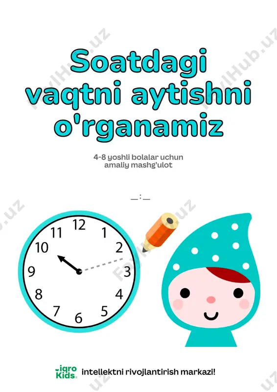 soat vaqtini aytishni o'rganamiz-iqrokids — PDF
