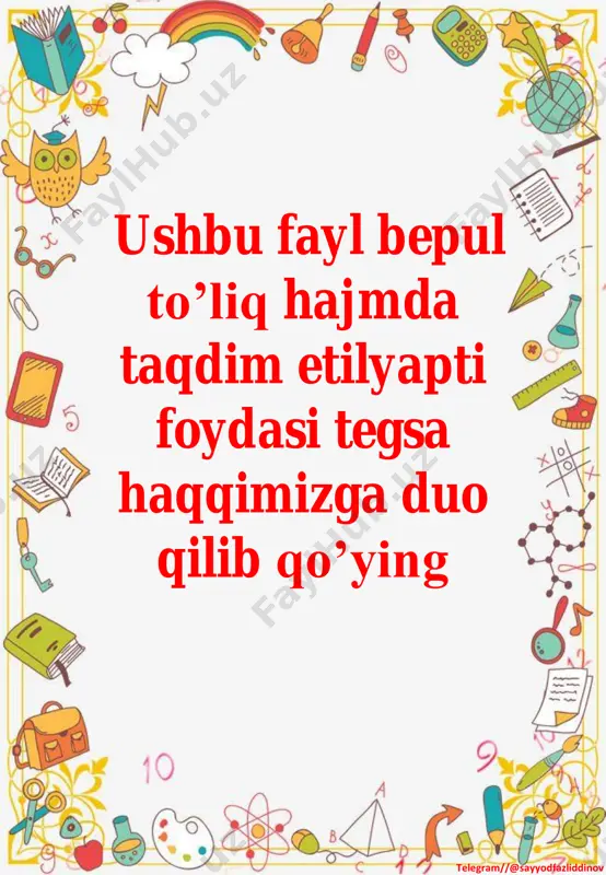 1 sinf matematika 1 chorak ko'rgazmalari — PDF