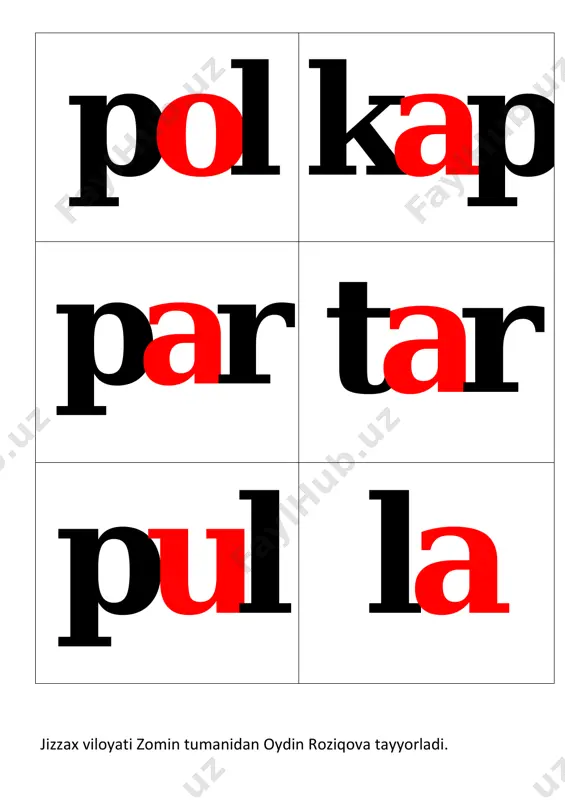 p mavzusiga oid so`zlar,bo`ginlar — PDF