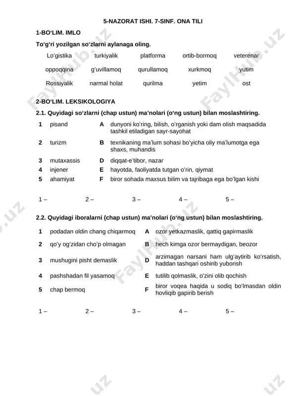5-nazorat ishi — DOCX