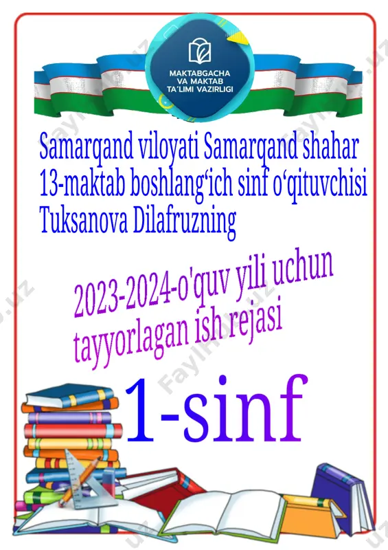 1-sinf ish reja 2023-2024 ayam — DOCX