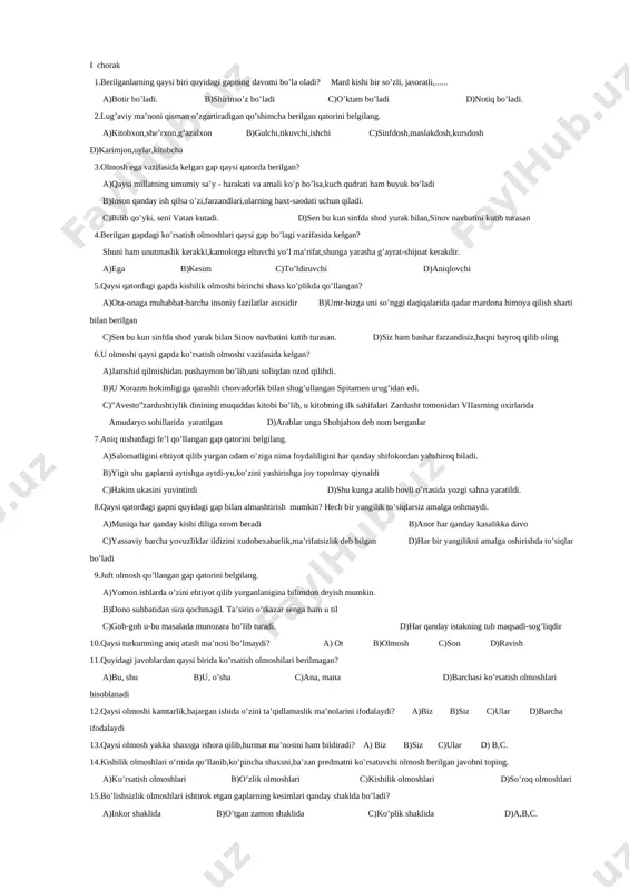 7-sinf ona tili 4ta chorak — DOCX