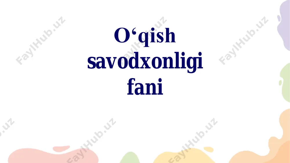 o'qish savodxonligi 1 dars — PDF