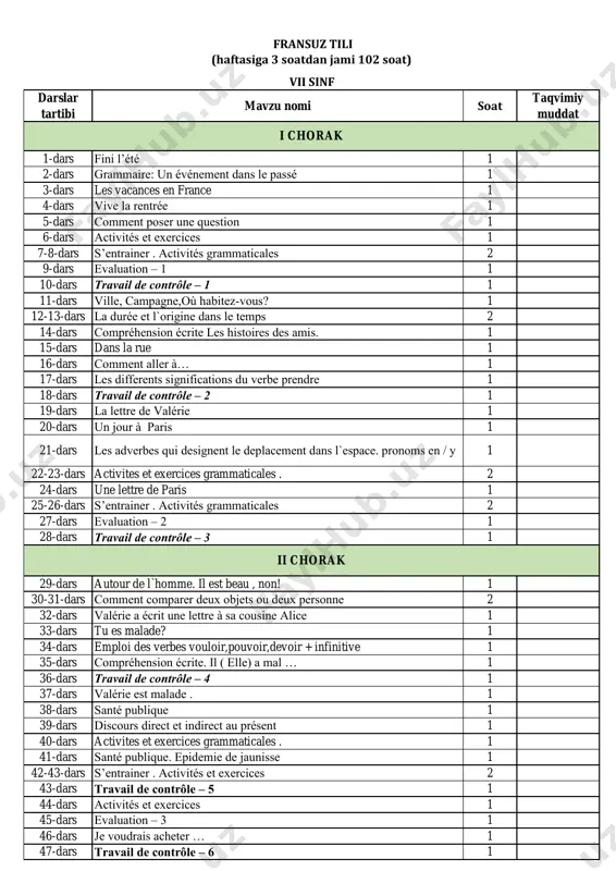 7-sinf fransuz tili — PDF