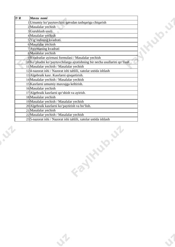 7-sinf algebra iii chorak(yangi) tigizl — XLSX