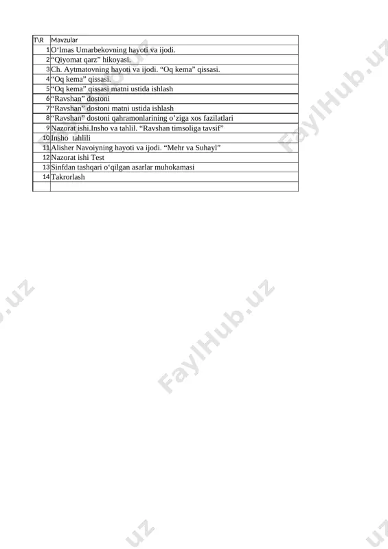 7-sinf ii chorak adabiyot — XLSX