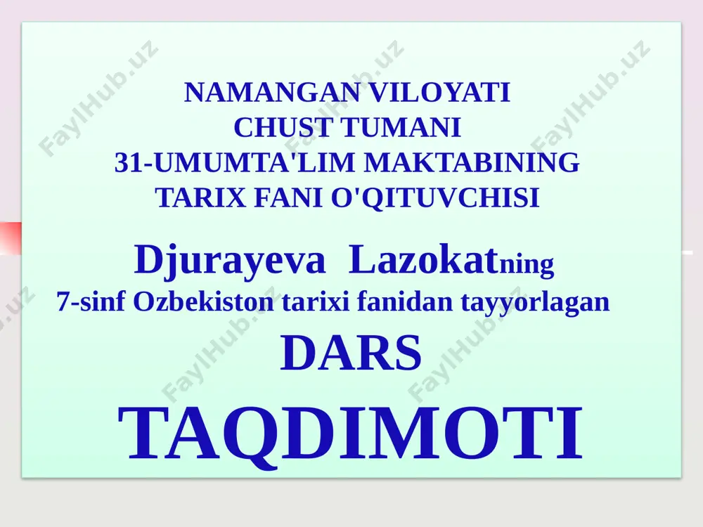 7-sinf o'zbekiston tarixi ta'lim tizimi — PPTX