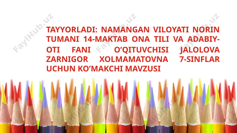 zarnigor opa ko'makchi mavzusi — PPTX
