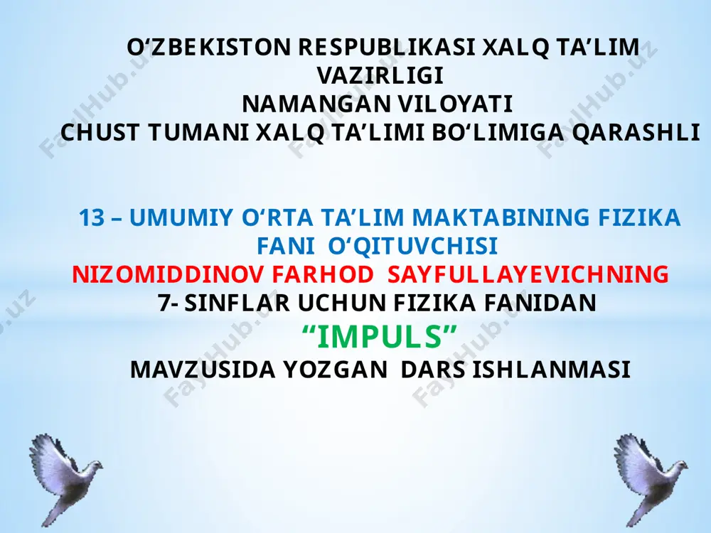 videodars 7-sinf fizika impuls — PPTX