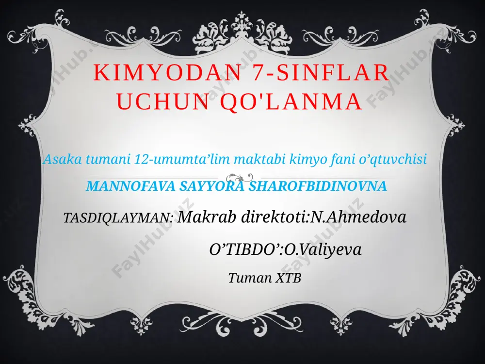 kimyodan 7-sinflar uchun qo'lanma — PPTX