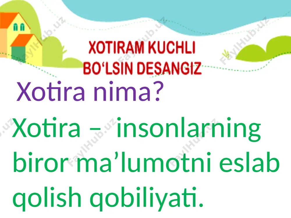 xotiram kuchli bo'lsin desangiz — PPTX