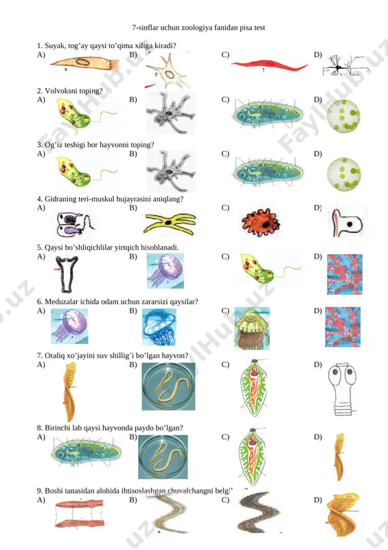 @yosh_ustozlar pisa 7 sinf biologiya — DOC