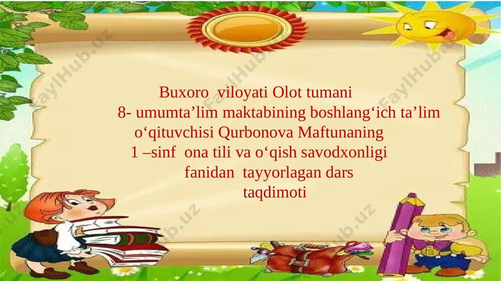 1-sinf ona tili va o'qish savodxonligi taqvim — PPTX