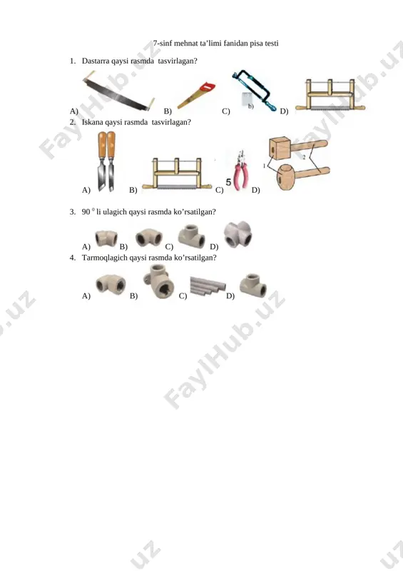 7-sinf texnalogiya pisa test — DOCX