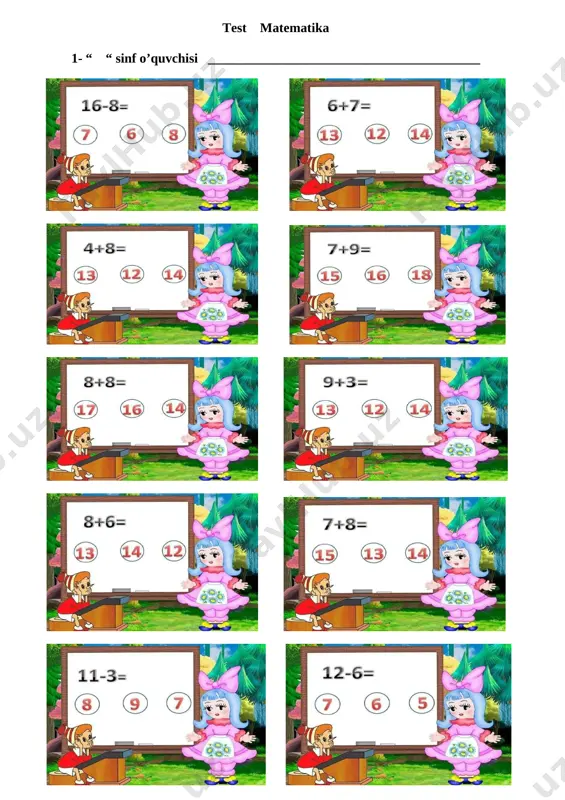 1-sinf.test. matematika — DOCX