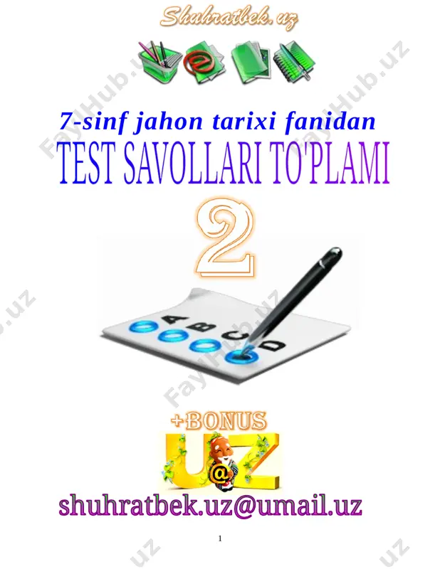7-sinf jahon tarixi test 934 — DOCX