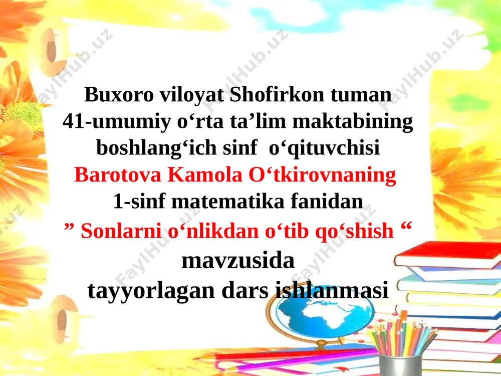sonlarni o'nlikda o'tib qo'shish.27.01.2022 — PPTX