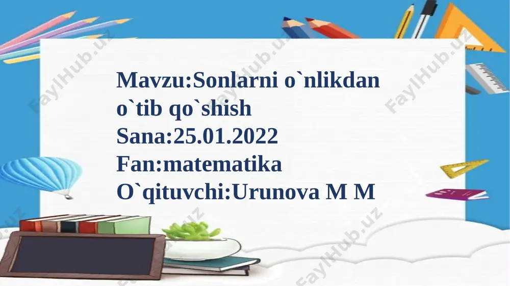 25.01.matematika urunova m — PPTX