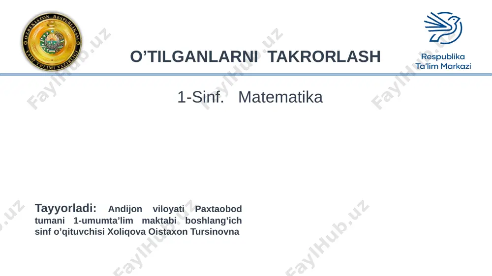 1-sinf matematika — PPTX
