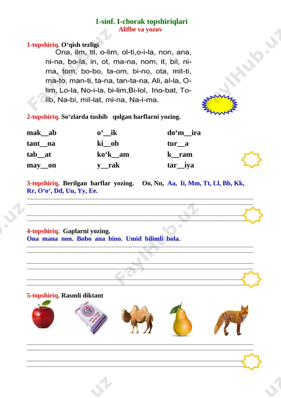 1-chorak topshiriklari (3) — DOCX
