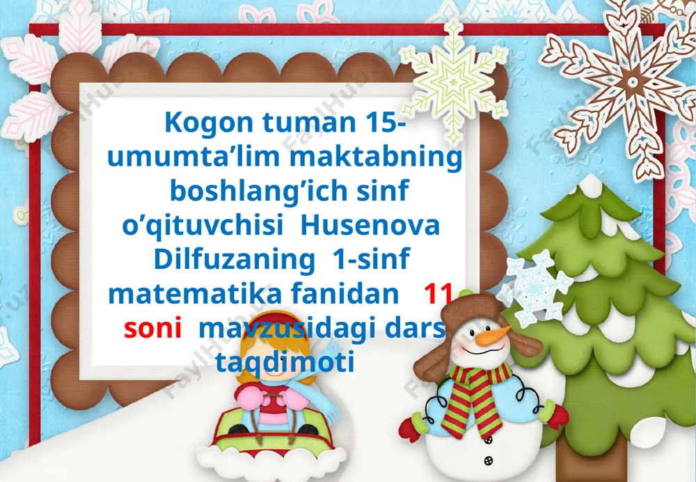 1-sinf matematika 11 soni. husenova d. — PPT