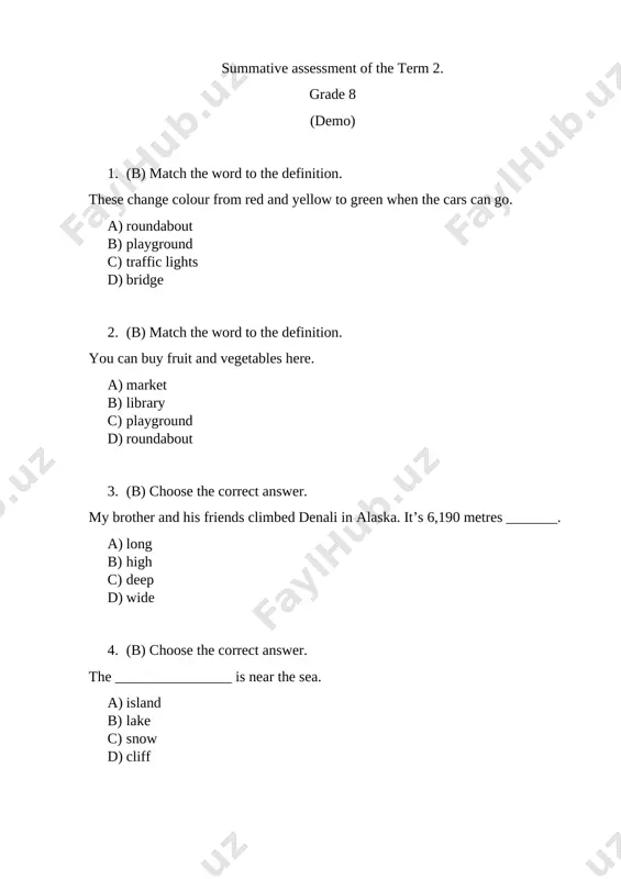 demo chsb grade 8 ut — DOCX