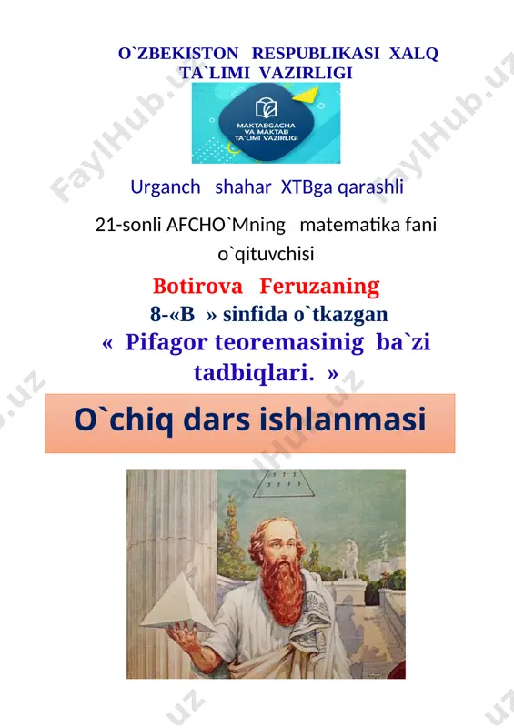 pifagor teoremasining ba`zi tadbiqlari — DOCX