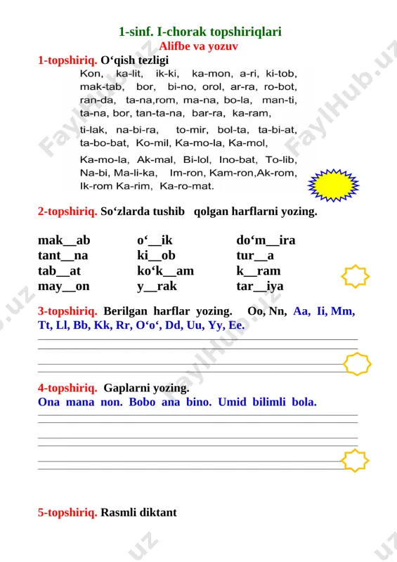 1-chorak topshiriklari (2) — DOCX