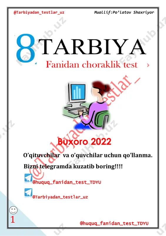 8-sinf tarbiya darsligidan choraklik test . — PDF