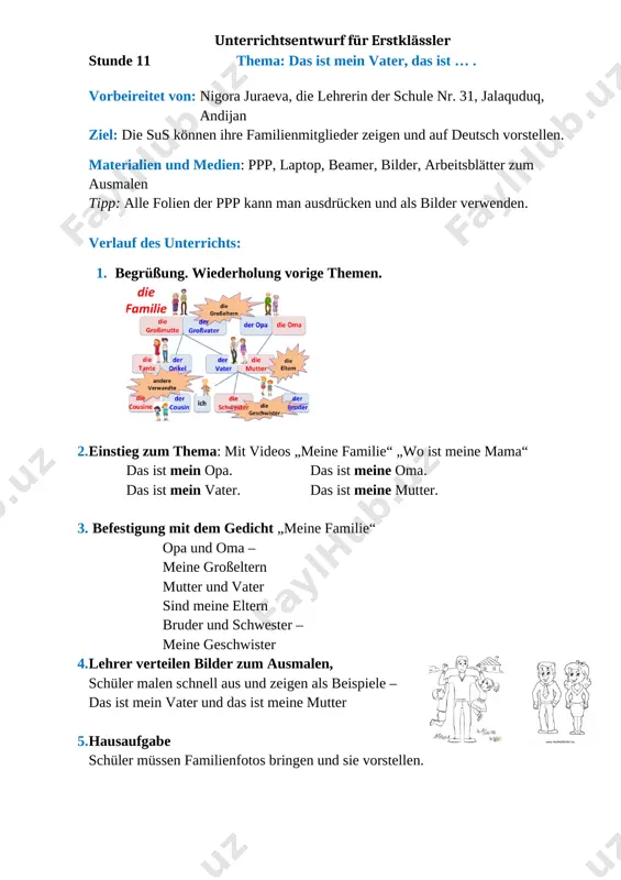 unterrichtsentwurf_11.st für erstklässler — DOCX