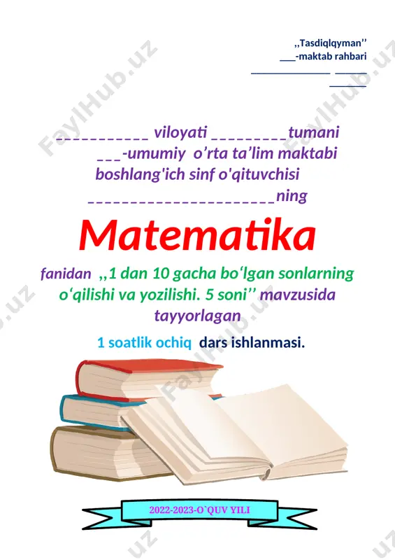 1-sinf matematika 5 soni. — DOCX