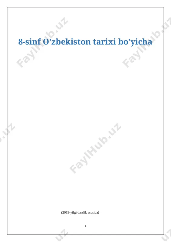 8-sinf uzb mavzulashtirilgan testlar — DOCX