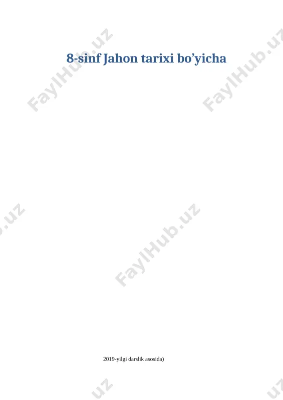 8-sinf jahon jaxxon tarixi mavzulashtirilgan test 55(1) — DOCX