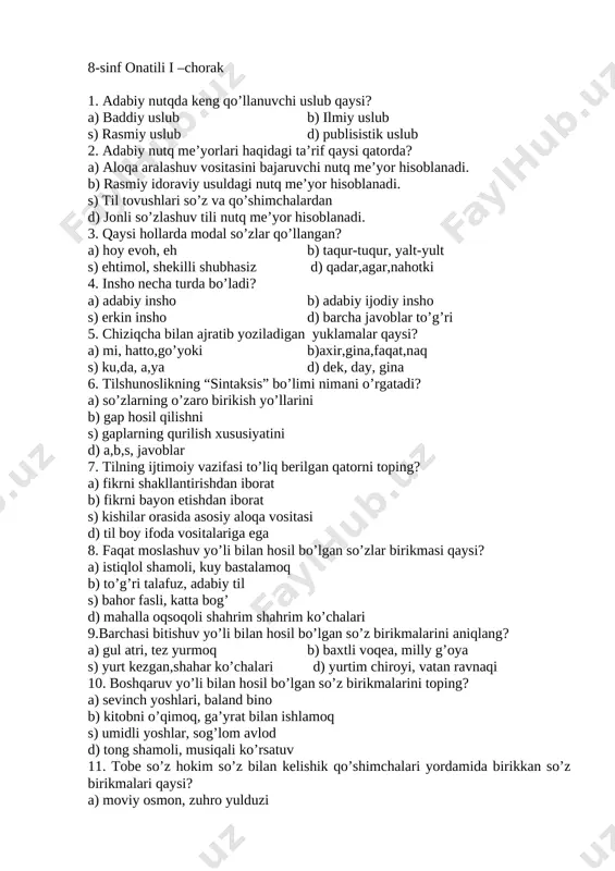 8-sinf 1-chorak ona tili — DOCX