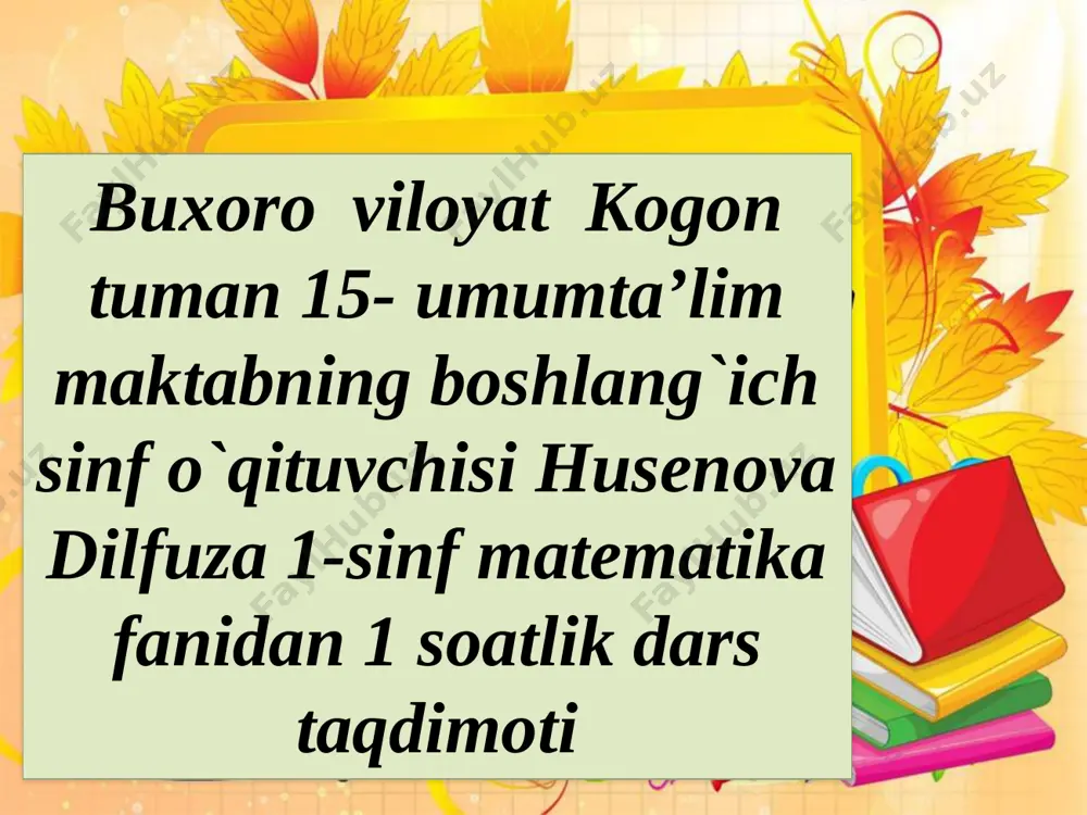kogon tuman 15-maktab o`qituvchisi husenova d — PPTX