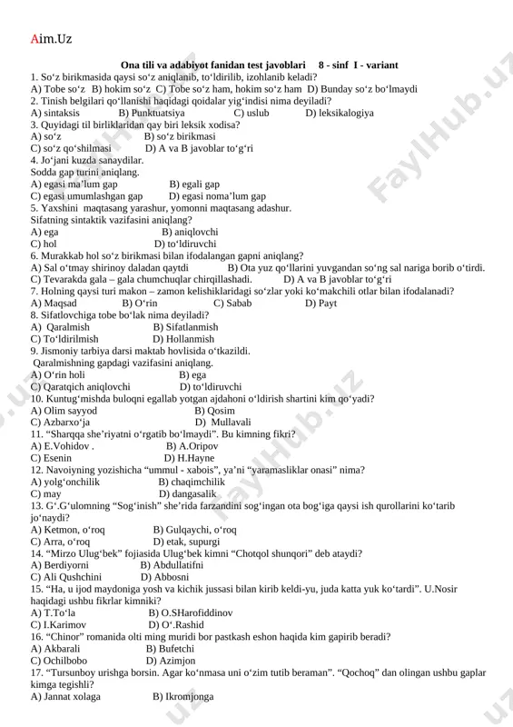 8-sinf-ona-tili-va-adabiyot-test — DOCX
