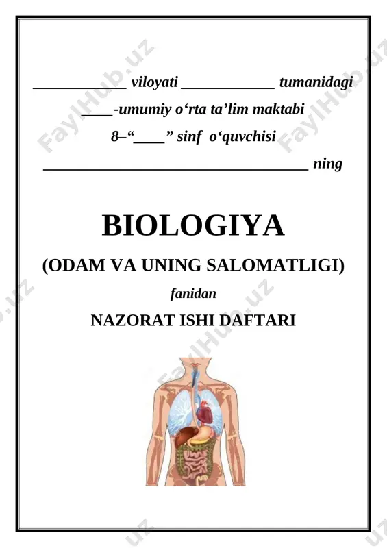 8-sinf biologiya nazorat ishi +++ — DOCX