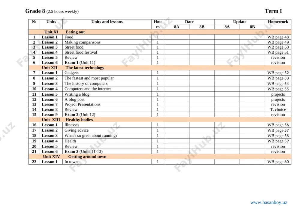 8-sinf ingliz tili 2.5 soat ish reja — DOCX